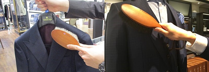 洋服ブラシを使用したブラッシングの手順